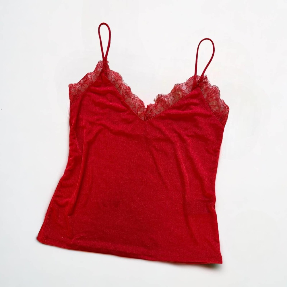 H&M red lacy camisole, size XS